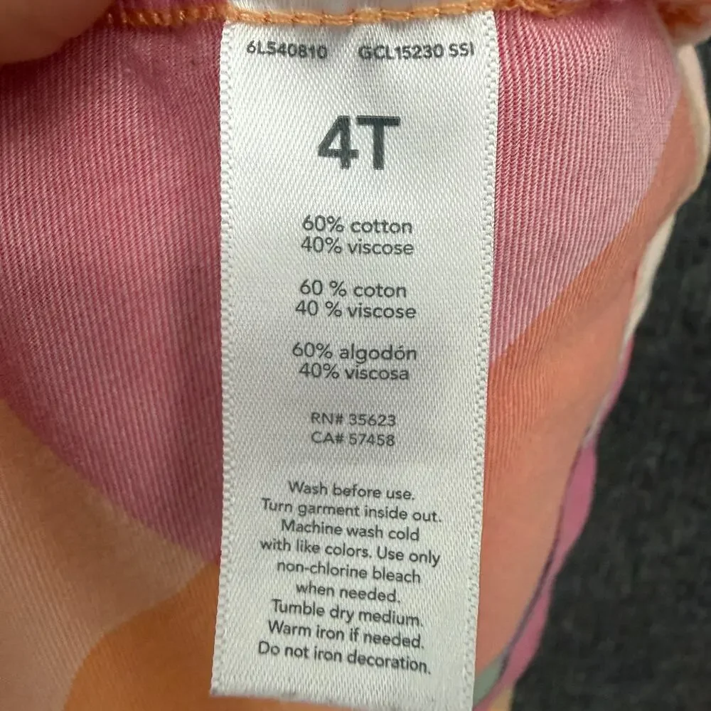 Carters Girls Plaid Flutter Sleeve Dress Size 4T Pink Blue Cotton Viscose Ruffle